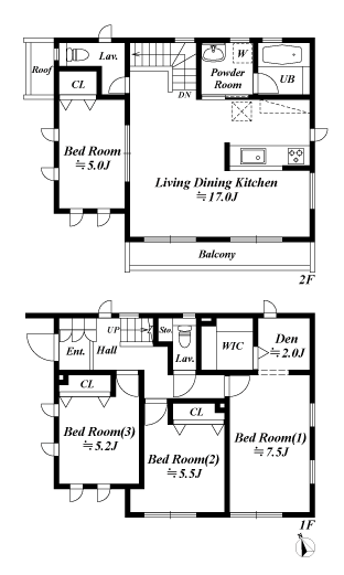 戸建2階の間取図