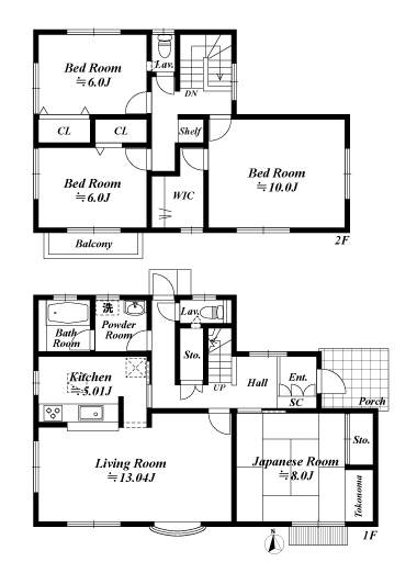 戸建2階の間取図