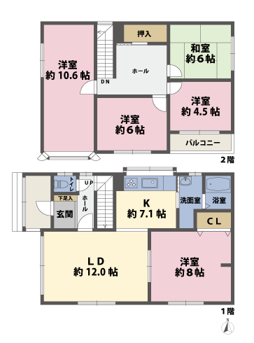 戸建2階の間取図