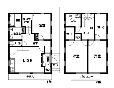戸建2階の間取図