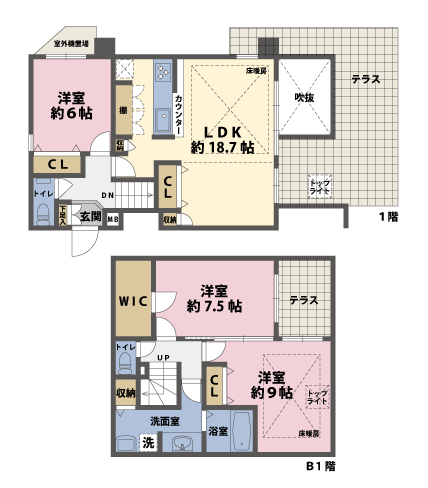 戸建2階の間取図