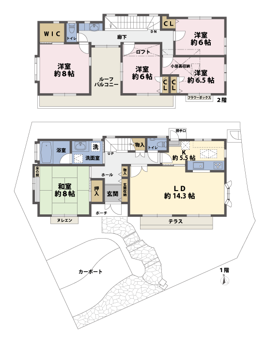 戸建2階の間取図