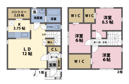 戸建2階の間取図