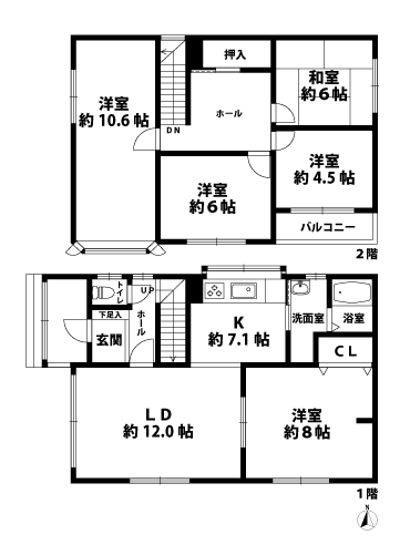 戸建2階の間取図