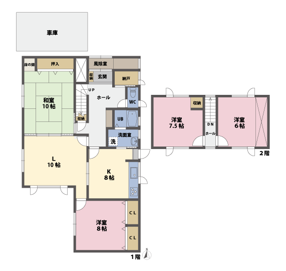 戸建2階の間取図