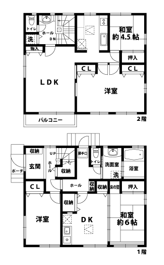 戸建2階の間取図