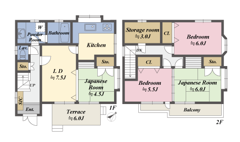 戸建2階の間取図