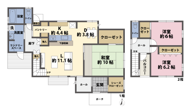 戸建2階の間取図