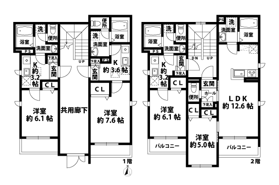 戸建2階の間取図