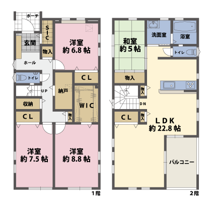 戸建2階の間取図