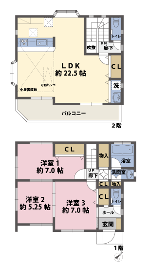 戸建2階の間取図