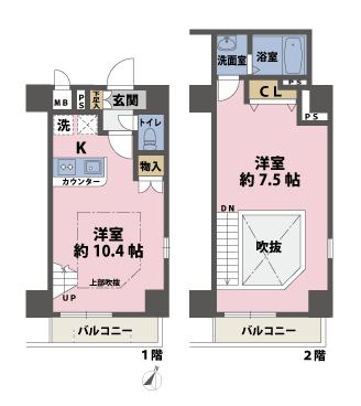 戸建2階の間取図
