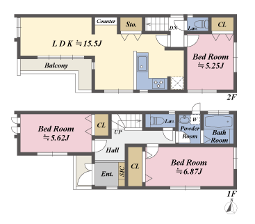 戸建2階の間取図