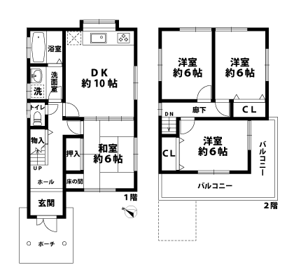 戸建2階の間取図