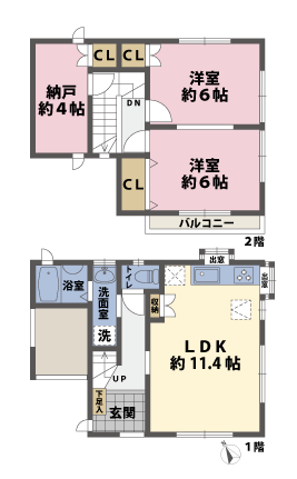 戸建2階の間取図
