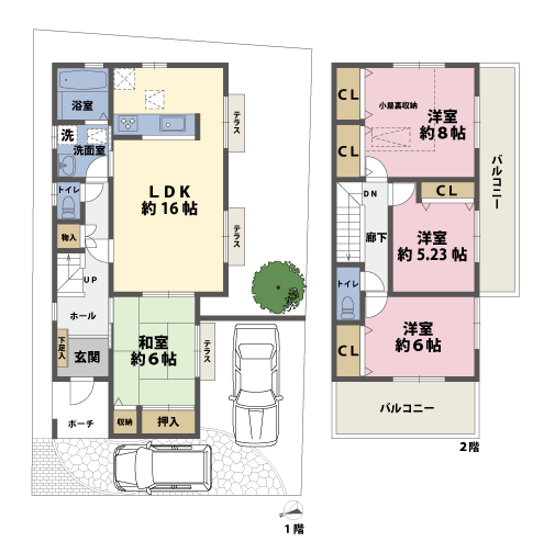 戸建2階の間取図