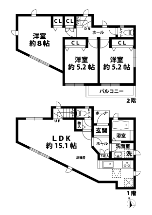 戸建2階の間取図