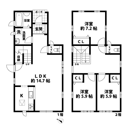 戸建2階の間取図