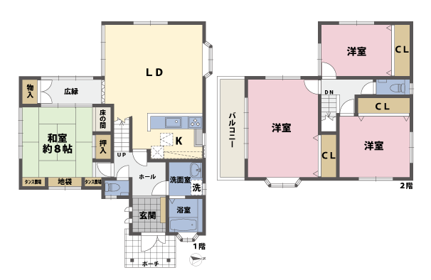 戸建2階の間取図