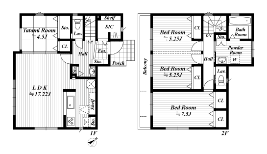 戸建2階の間取図