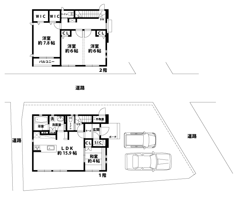 戸建2階の間取図