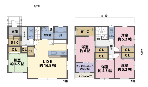 戸建2階の間取図