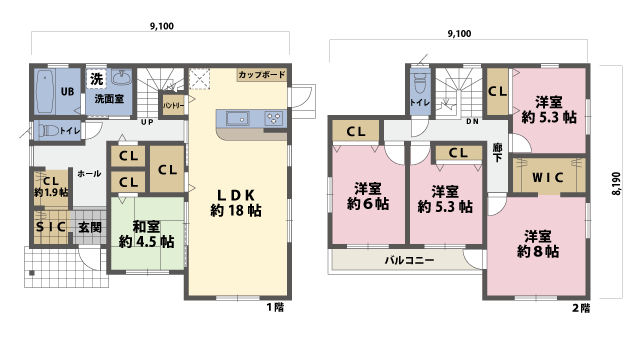 戸建2階の間取図