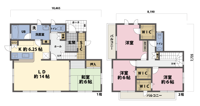 戸建2階の間取図