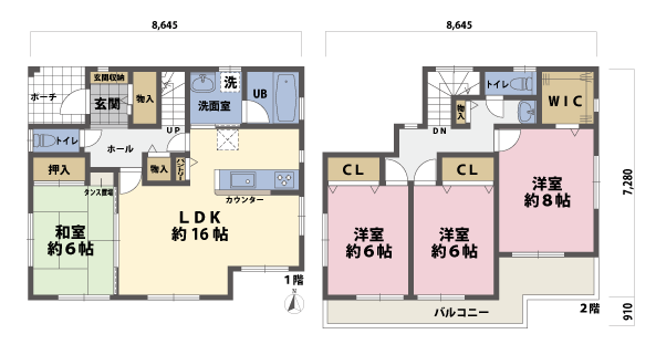 戸建2階の間取図