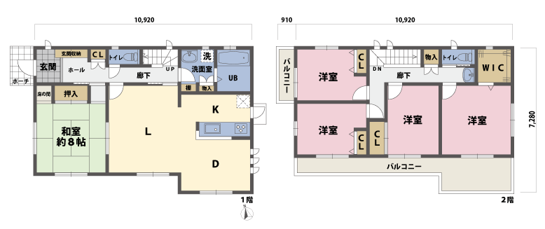 戸建2階の間取図
