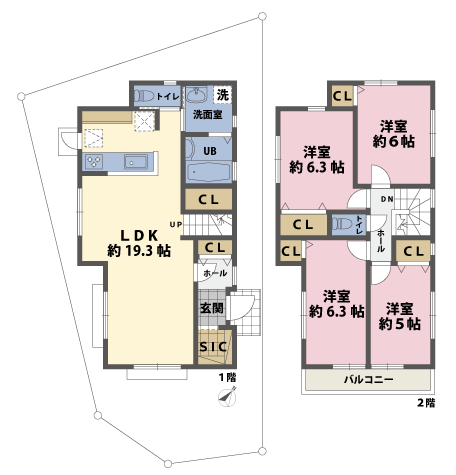 戸建2階の間取図