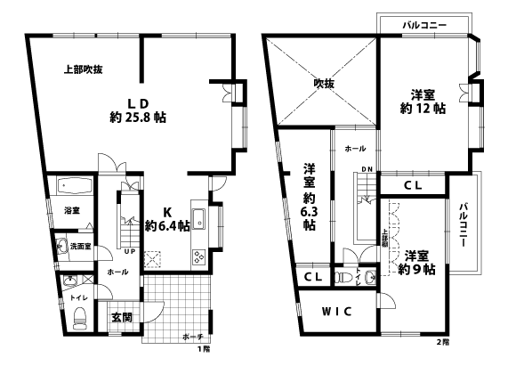 戸建2階の間取図