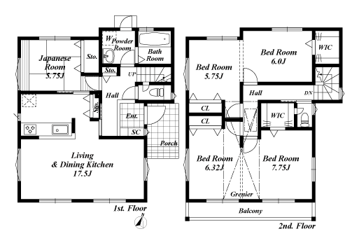 戸建2階の間取図