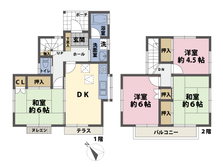 戸建2階の間取図