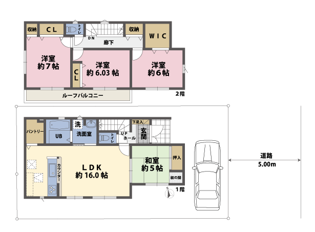 戸建2階の間取図