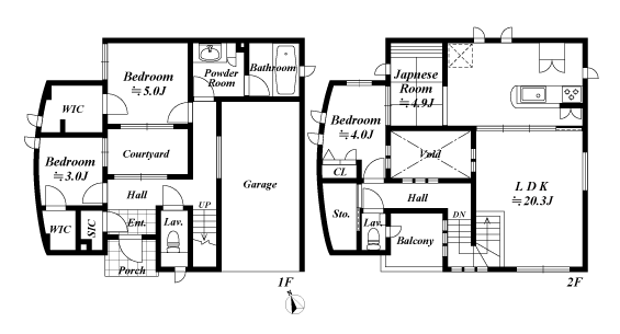 戸建2階の間取図
