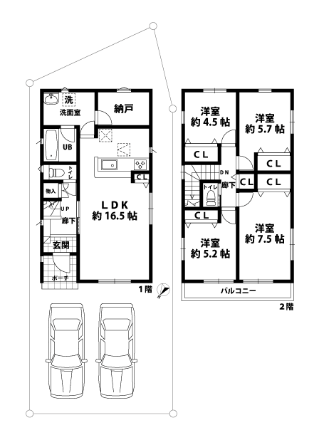 戸建2階の間取図