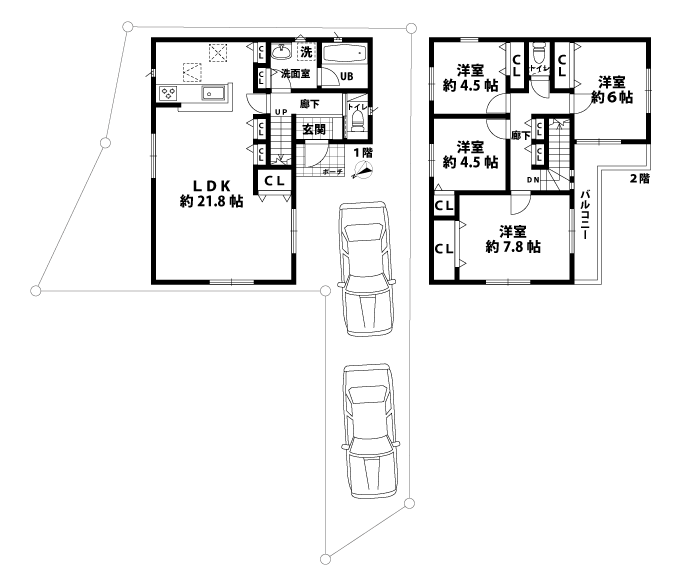 戸建2階の間取図