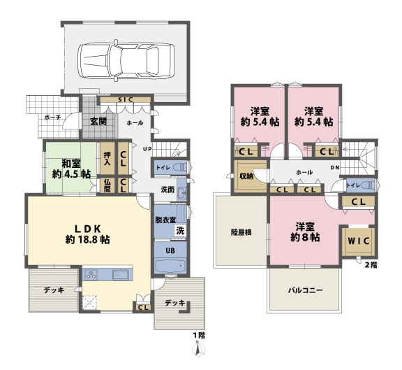 戸建2階の間取図
