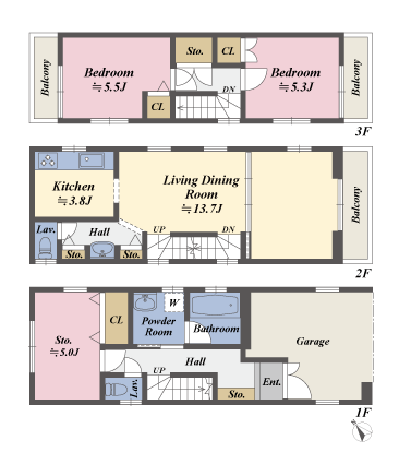 戸建3階の間取図