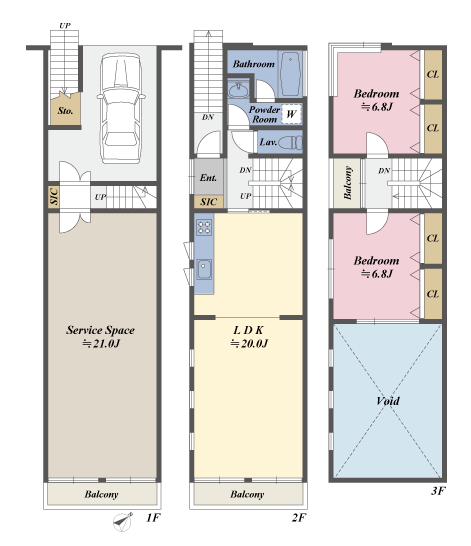 戸建3階の間取図