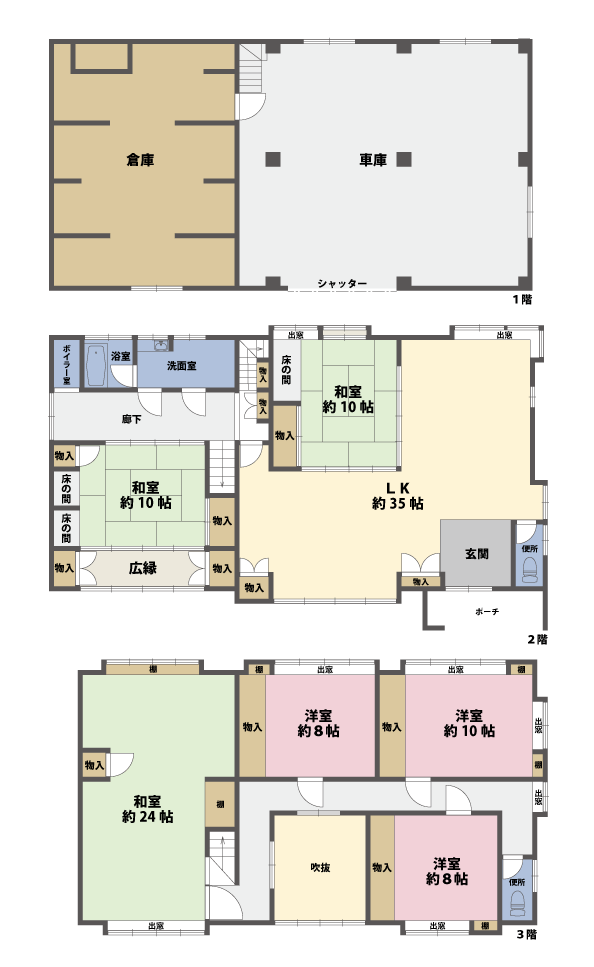戸建3階の間取図