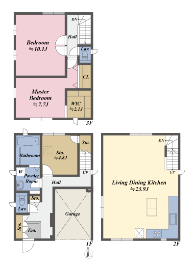 戸建3階の間取図