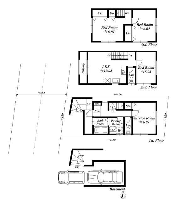 戸建3階の間取図