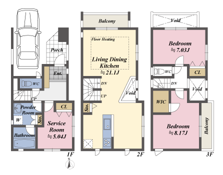 戸建3階の間取図