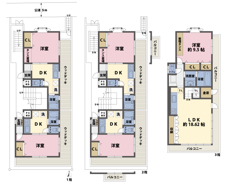 戸建3階の間取図