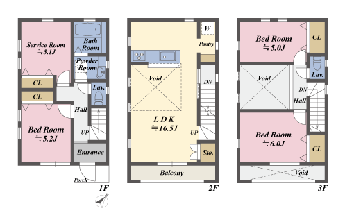 戸建3階の間取図