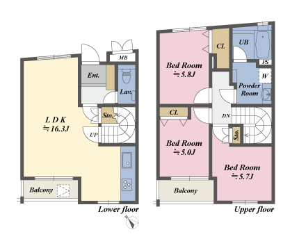 メゾネットの間取図