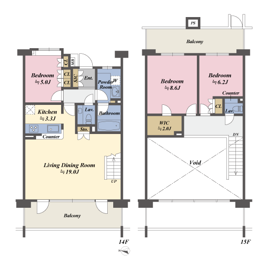 メゾネットの間取図