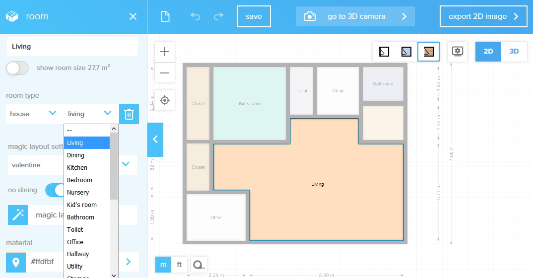 floor planner 部屋情報の編集